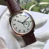 Topp mode automatiska mekaniska självlindande klocka män guld silver dial special små sekunder design klassisk läder rem klocka 296c