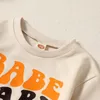Pagliaccetti per neonato tuta autunnale per neonato colore a contrasto stampa lettera girocollo pagliaccetto a maniche lunghe per ragazzi e ragazze