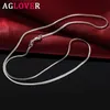 AGLOVER New 925 Sterling Silver 16 18 20 22 24 26 28 30 Inch 2mm Snake Chain Necklace For Woman Man Fashion Charm Jewelry Gift1263g