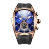 Montres-bracelets Reef Tiger Montre automatique de luxe pour hommes Tonneau Tourbillon Mains lumineuses Calendrier 100m Montre-bracelet mécanique de sport étanche