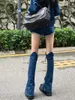 Women Socks REDDACHiC Bandage Harajuku Grunge Drawstring Jean Long Blue Flare Boots Cover Acubi Fashion Girl Leggings