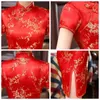 Этническая одежда, короткое платье Cheongsam, улучшенные женские летние винтажные тонкие платья со сливовым цветочным принтом 3XL 4XL