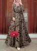 Ethnic Clothing Autumn Long Sleeve Floral Printed Maxi Dress ZANZEA Vintage Muslim Dubai Turkey Abaya Sundress Robe Femme Casual Vestido