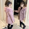 Down Coat Plush Velvet Jacket Girls Hooded Winter Outerwear Teenage Kid Parka Snowsuit Outdoors Casual Cotton Clothing 2024