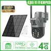 Qettopo 4K 8MP 4G Dual Lens PTZ Solar Camera Screens PIR Human Tracking Outdoor WIFI Security CCTV Surveillance IP