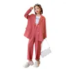 Kläduppsättningar Girl Outfits 2024 Spring Pink Blazer Byxor Tvådelar Set Teenagers Children's 12 13 14 Years School Barn Costume