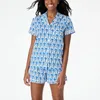 Kvinnors sömnkläder Preppy Monkey Pyjamas Set Women Y2K Clothel Collar Single Breasted Short Sleeve Shirt Top and Shorts 2000s