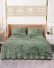 Bed Skirt Grass Green Marble Elastic Fitted Bedspread With Pillowcases Protector Mattress Cover Bedding Set Sheet