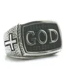 Mens Boys 316L rostfritt stål Cool Cross God Jesus Christ Ring Est Cluster Rings273T