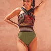 Damskie stroje kąpielowe zielone tankini seksowny strój kąpielowy moda kolorystyka nadruk pojedynczy kawałek mikro monokini kobiety pływające garnitury patchwork