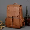 Rucksack 2024Retro Business Große Kapazität Canvas Urban Herren Laptoptasche Hochwertiges, luxuriöses, schwarzes PU-Leder