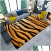 Carpets Creative 3D Leopard / Cow / Tiger Printed Carpet Super Soft Non-Slip Bedroom Salon Room Rapier Home Decoration Mat Fur Drop de Dhkzk