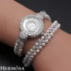 Armband Hermosa Exclusive Pearl Watch Party Show Gift Japan Quartz 30m vattenbeständig rostfri Stell Back Wristwatch 14,5 tum ny