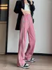 Pantaloni da donna Zoki Streetwear Pantaloni sportivi da donna Y2K a righe Vintage Lace Up Heart Gamba larga Pantaloni casual femminili coreani a vita alta grigi