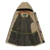 Vestes pour hommes Tactique imperméable multifonctionnelle chasse veste de pêche camping randonnée militaire cargo multi-poches polaire à capuche