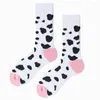 Chaussettes pour hommes Myored 1 paire de tendance de la mode de dessin animé de vache blanche mi-tube