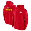 Kansas''City''Chiefs''Men Red Sideline Club Fleece Pullover Full-Zip Hoodie