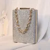 XIYUAN Vrouwen Metalen Tas Glanzende Diamanten Koppelingen Portemonnee Strass Avondtassen Luxe Handtas Bling Mode Dames Party Tote Bags 240125