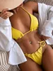 Kobiety kantarki stroju kąpielowego Trójkąt bikini 2023 Solid Swimsuit Kobiety seksowne brazylijskie stroje kąpielowe żeńskie kąpki na plaży kąpki kąpki kąpielowe kąpielowe pływanie J240131