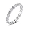 Cluster-Ringe aus 925er-Silber, personalisierter ewiger Ring für Damen, Braut, Hochzeit, Verlobung, CZ-Blätter-Schmuck