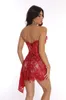 Abito da ballo corto sexy nero/rosso 2024 Senza spalline See Thru Lace Ruffles Spettacolo Abiti da sera convenzionali Abiti da cocktail Robe De Soiree