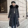 Women's Trench Coats 2024 Winter Down Cotton Long Coat Women Fur Jacket Thickening Fashion Parkas Female Solid Warm Zipper Loose Black White