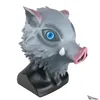 Party Masks Demon Slayer Hashibira Inosuke Mask Cosplay Wild Boar Pig Latex Helmet Halloween Costume Prop 220715 Drop Delivery Home Dhjic