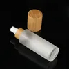 30ml 50ml 100ML 120ML 150ML Pompe trasparenti satinate top bottiglia di lozione di bambù 1oz 2oz 4oz Flacone spray nebulizzato in vetro gelido di bambù288U