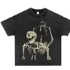 Men's T Shirts Worn And Washed Short Sleeved Heavy Cotton Dark Skull American Style Small Neckline Loose Casual T-shirt