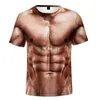 T-shirt da uomo 2022 Estate Divertente 3d Muscle T Shirt Uomo Nuovo a maniche corte Fitness Cool Top Tee Streetwear Cosplay Falso Muscle T Shirt Pancia