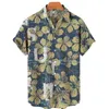 Men's Casual Shirts Floral Hawaiian Shirt Printed With Flowers Beach Blouse Vocational Lapel Cuban Clothing Flamingo