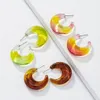 Boucles d'oreilles créoles Huggie paires ensemble Ins arc-en-ciel résine acrylique minimalisme géométrique tendance mode coréenne femmes fête bijouxHoop Odet261n
