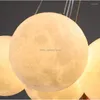 Lampes suspendues Design 3D imprimé acrylique bulle boule lustre pour chambre d'enfant salle à manger île colorée planète LED sortie d'usine