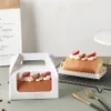 StoBag 10pcs Handle Cake Packing Boxes Towel Roll Swiss Roll Birthday Party Farvor Handmake Gift With Transparent Window1202A