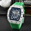 Full Diamond Men's Quartz Watch Casual Fashion Wine Barrel New Style Hollow Out