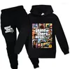 Ensembles de vêtements Grand Theft Auto V GTA 5 Sweat à capuche pour enfants Pantalon 2pcs Pull à manches longues Garçons Sweat-shirt Adolescentes 2-16 ans