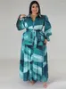 Robes de grande taille Wmstar pour les femmes cravate colorant imprimé avec poches Slash mode fête Maxi robe en gros goutte