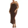 Vestidos casuais mulheres verão cor sólida strapless wrap peito backless vestido praia festa clube longo malha bodycon