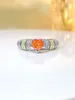 Cluster Rings Light Luxury Fenda Orange Love Small Silver Ring High Carbon Diamond Crushed Cut Versatile Fashion Daily Sweet Beauty