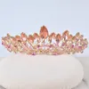 Pinzas para el cabello, Tiara de boda de Color melocotón a la moda para novia, diamantes de imitación de cristal, coronas de fiesta para mujer, accesorios de vestido de novia, peine de regalo