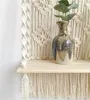 Tapices nórdico tejido a mano macrame pared colgante cuerda estante interior planta estante soporte bohemio tapiz decoración del hogar ornamento