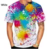 Erkekler Tişörtleri 2024 Moda Boya Sıçrası Tie-Boya 3D Baskılı T-Shirt ve Kadınlar Yaz Günlük Kısa Kollu Yatık Gökkuşağı Gömlek
