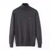 Luxe Automne et Hiver Nouveau Polo Occasionnel Poney À Manches Longues Col Haut Pull Multicolore Pour Hommes Épais Tricoté Brodé Chaud Pull De Couleur Unie