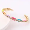 Bangle Wysoka jakość Cz Pastel Emalia Bransoletka dla kobiet Złota Kolor Rainbow Kolorowa letnia biżuteria2425