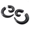 Stud Earrings 4X Jewellery Mens Horn Claw Cheater Fake Ear Plugs Gauges Illusion Tunnel Black (With Gift Bag)