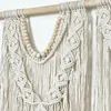 Macrame Handwoven Bohemian Cotton Rope Boho Tapestry Home Decor Creamy-White Wall Hanging Decoration Art Tapestry 240118