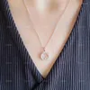 Ciondoli che vendono collana da donna con pendente circolare rotante in argento sterling 925 con tre diamanti, regalo per feste di marca di moda e lusso