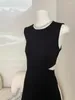 Casual Kleider Sommer Koreanische Mode Vintage Oansatz Einfarbig Ärmelloses Mini Kleid Aushöhlen Kleider Frauen 2024 Büro Dame Party