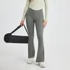 Womens lu Yoga Flared Pant Long Ladies High Waist Slim Fit ll Belly Bell-bottom Trousers Shows Legs Yoga Fitness F2012