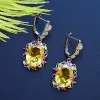 Earrings DreamCarnival1989 Fabulous Statement Earrings Women Elegant Dazzling Golden Zirconia Anniversary Flower Hanging Jewelry WE4036G